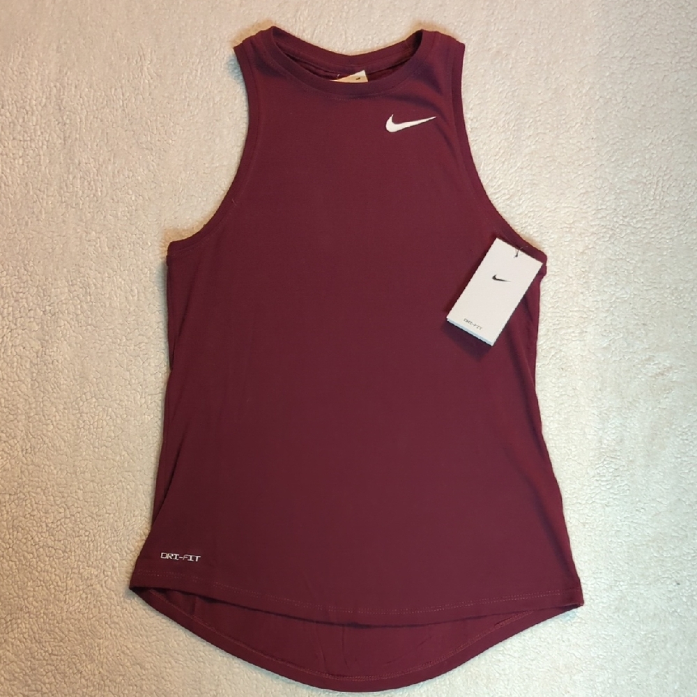 Nike Women's Dri-FIT Athletic Cut Maroon Sleeveless Dri-FIT Tank Top - Picture 8 of 8